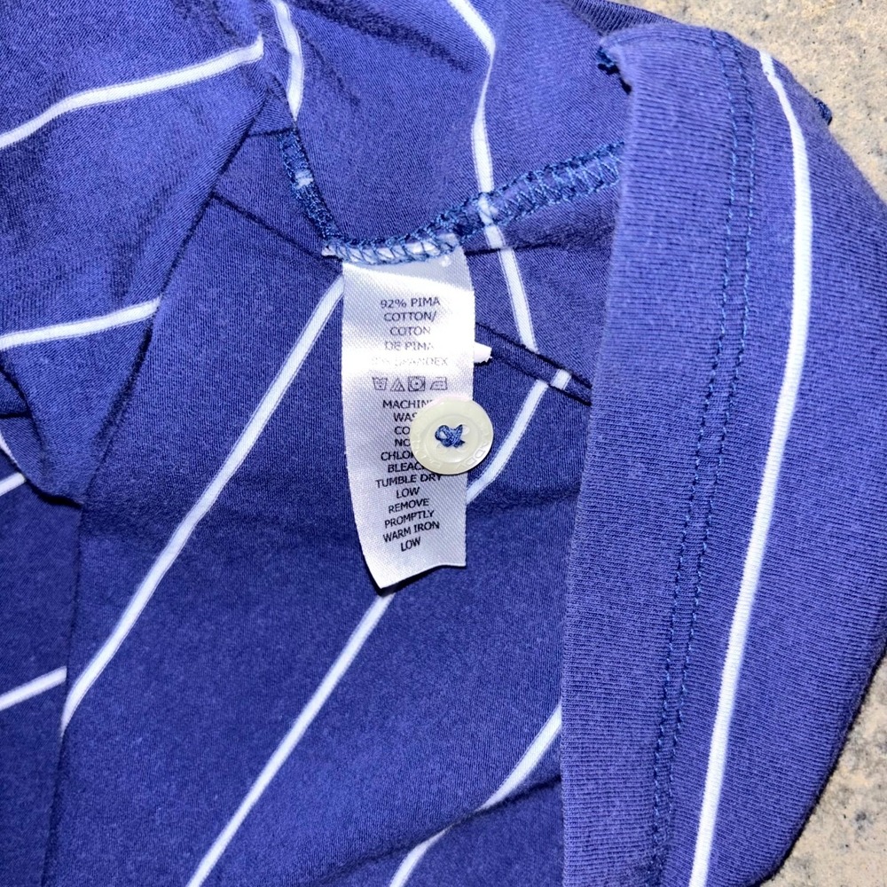 B. Draddy Polo Shirt Mens Large Blue White Striped Pima Cotton Performance Golf - Picture 5 of 8